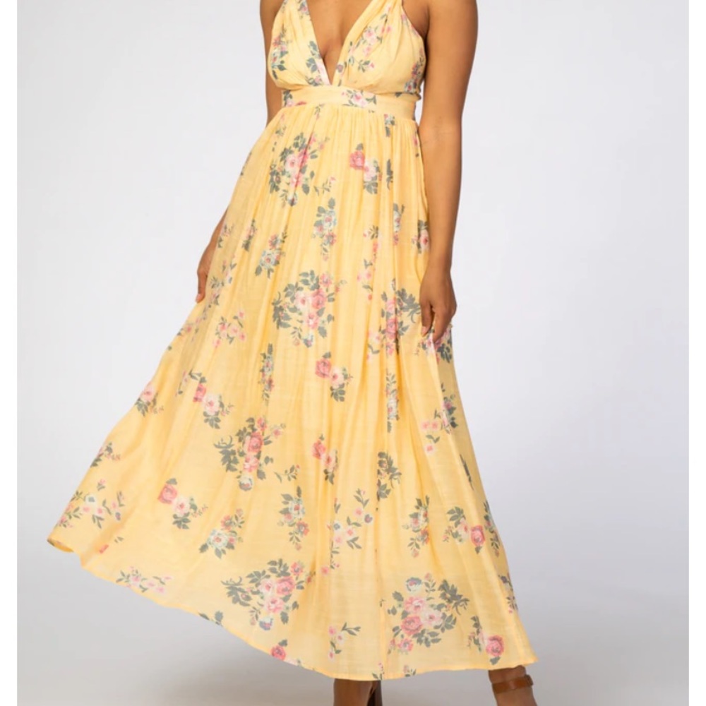 NWT Pinkblush yellow floral maxi dress